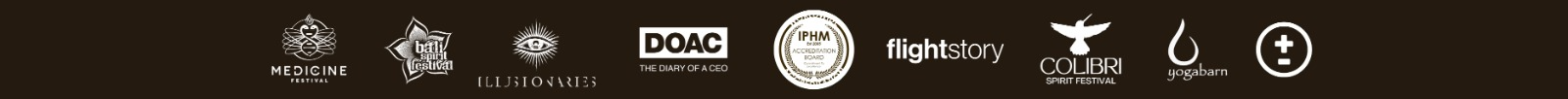 Featured by Medicine Festival, Bali Spirit Festival, Illusionaries, The Diary of a CEO, IPHM Accredited, Flightstory, Colibri Spirit Festival, Yogabarn